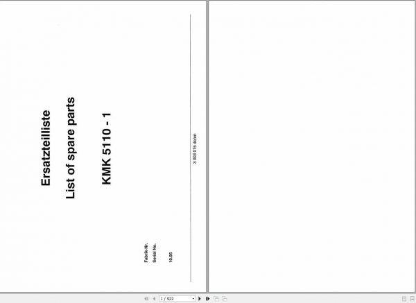 Manitowoc Cranes KMK 5110 1 3003015 19951001 Spare Parts Catalog 1
