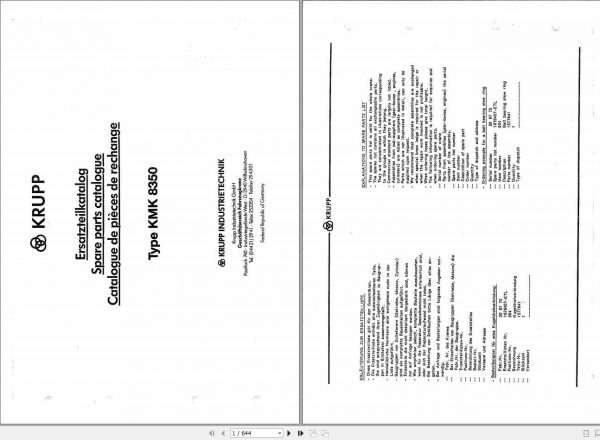 Manitowoc Cranes KMK 8350 70 469 007 EN 19880701 Spare Parts Manual PDF 1