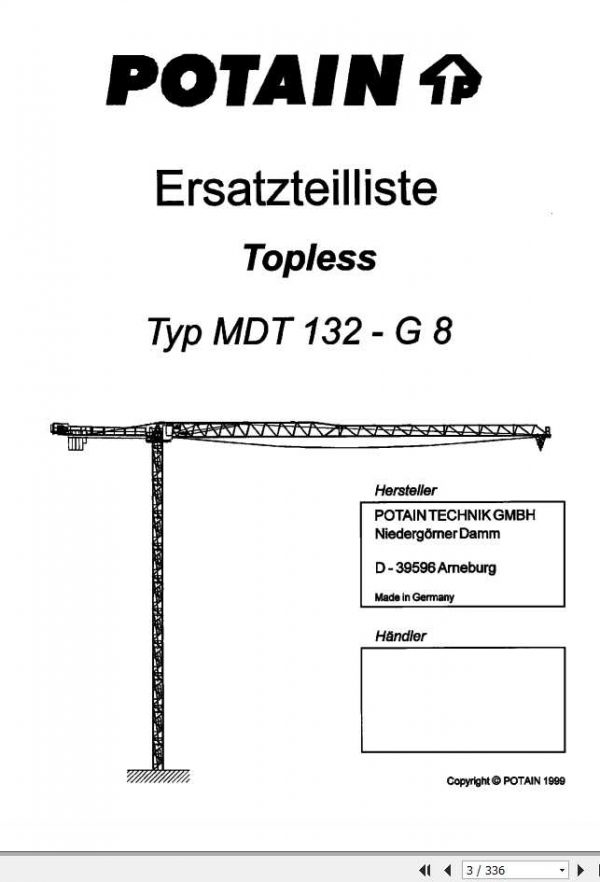 Manitowoc Cranes MDT 132 28S2 BKT 132 1N2 DE Spare Parts Manual PDF 2