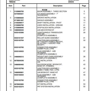 Manitowoc Cranes PM 220343 000 TMS540 PARTS Spare Parts Manual PDF 1