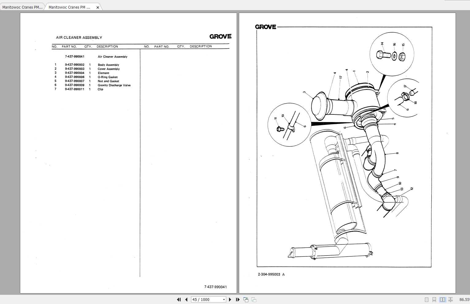 Manitowoc Cranes TM750E Spare Parts Manual PDF 1