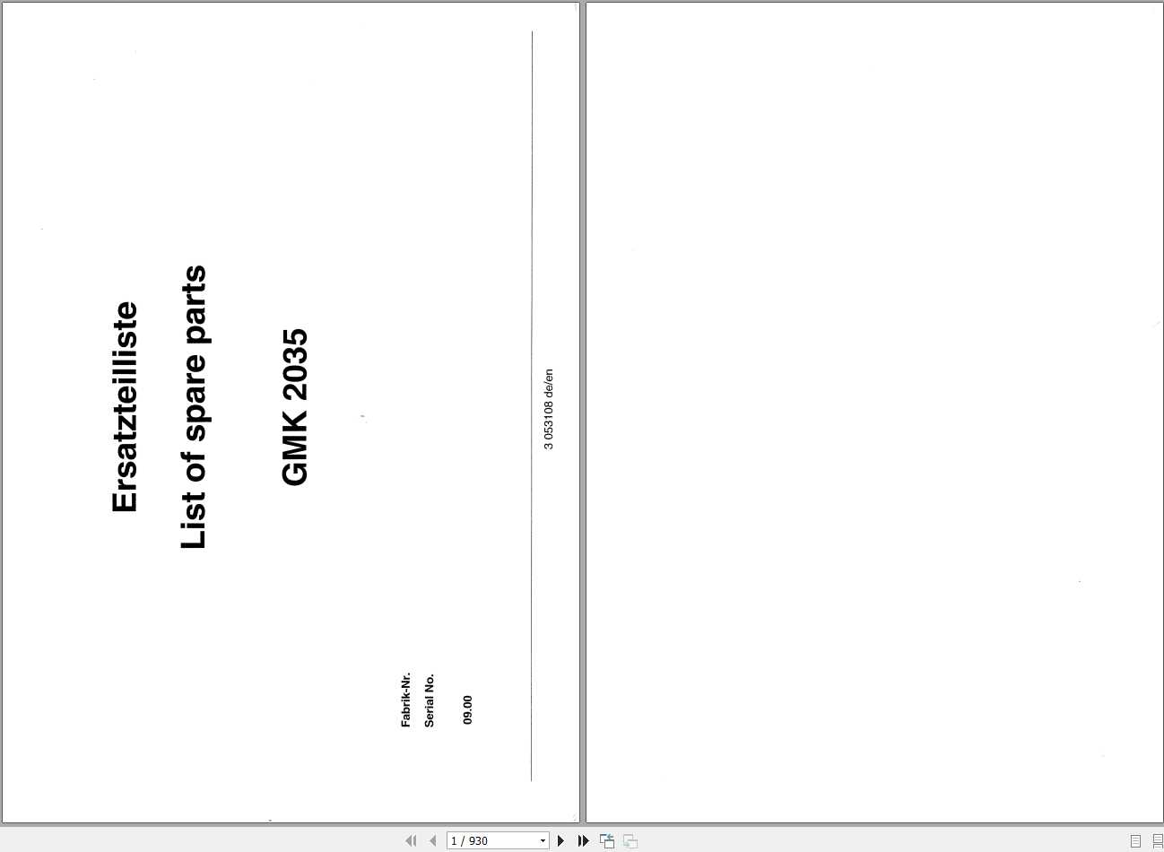 Manitowoc Grove Crane GMK 2035 3053108 20000901 Spare Parts Catalog 1