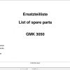 Manitowoc Grove Crane GMK 3050 3036305 20000901 Spare Parts Catalog 1