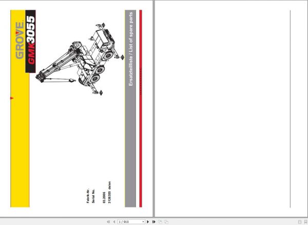 Manitowoc Grove Crane GMK 3055 3126355 20060301 Spare Parts Catalog 1