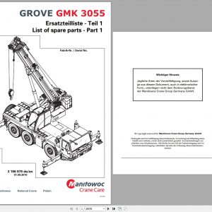 Manitowoc Grove Crane GMK 3055 3196979 20100901 Spare Parts Catalog 1