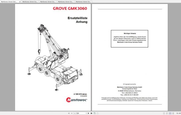 Manitowoc Grove Crane GMK 3060 4169619 20180201 Spare Parts Catalog 3
