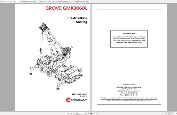 Manitowoc Grove Crane GMK 3060L 4251103C 20191001 Spare Parts Catalog 3