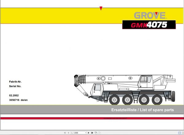 Manitowoc Grove Crane GMK 4075 3056716 20020201 Spare Parts Catalog 1