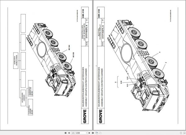 Manitowoc Grove Crane GMK 4100 3117109 20070401 Spare Parts Catalog 2