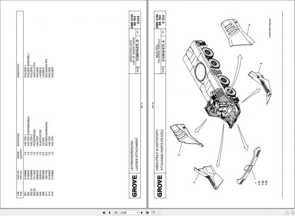 Manitowoc Grove Crane GMK 4100 3117109 20070401 Spare Parts Catalog 3