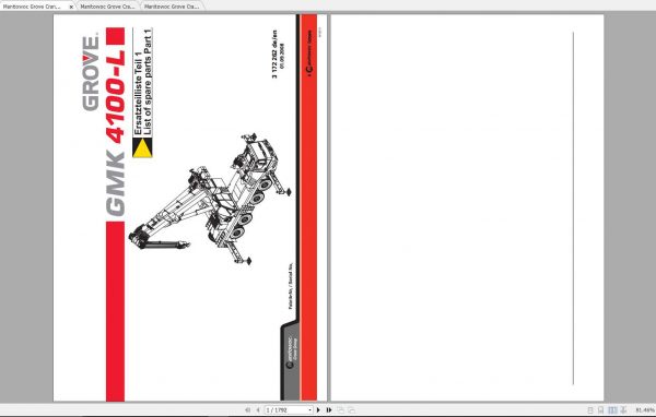 Manitowoc Grove Crane GMK 4100 L 3172262 20080901 Spare Parts Catalog 1