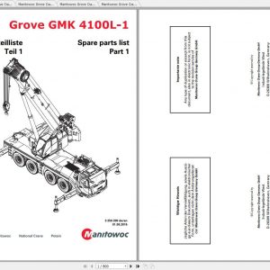 Manitowoc Grove Crane GMK 4100L 1 3250200 20160801 Spare Parts Catalog 1