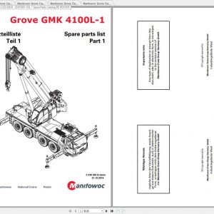 Manitowoc Grove Crane GMK 4100L 1 3250200B 20161001 Spare Parts Catalog 1