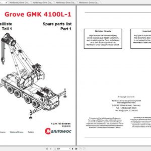 Manitowoc Grove Crane GMK 4100L 1 4230700B 20180201 Spare Parts Catalog 1