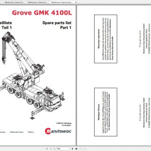 Manitowoc Grove Crane GMK 4100L 3202011AR 20180501 Spare Parts Catalog 1