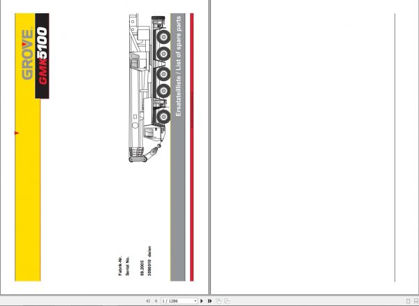 Manitowoc Grove Crane GMK 5100 3096010 20050901 Spare Parts Catalog 1
