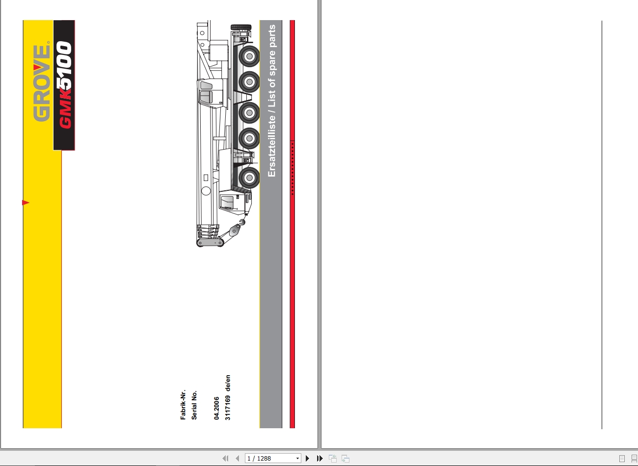 Manitowoc Grove Crane GMK 5100 3117169 20060401 Spare Parts Catalog 1