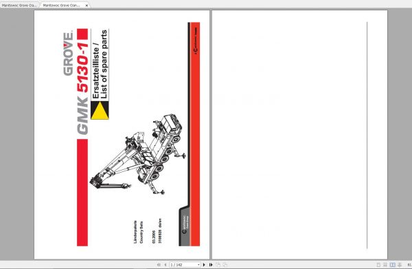 Manitowoc Grove Crane GMK 5130 1 3094215 20050501 Spare Parts Catalog 3