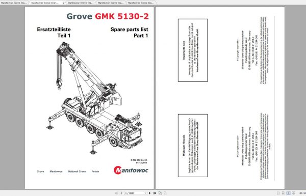 Manitowoc Grove Crane GMK 5130 2 3202003 20111201 Spare Parts Catalog 1