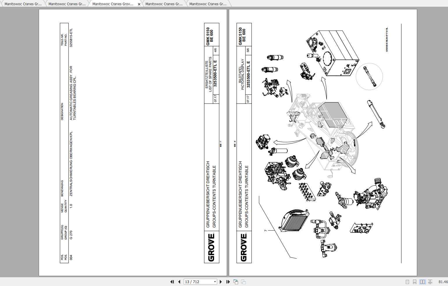 Manitowoc Grove Crane GMK 5150 4206948B4 20170801 Spare Parts Catalog