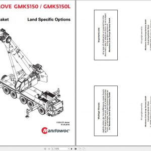 Manitowoc Grove Crane GMK 5150 5150L 3223271 20180501 Land Specific Options Spare Parts Catalog 1