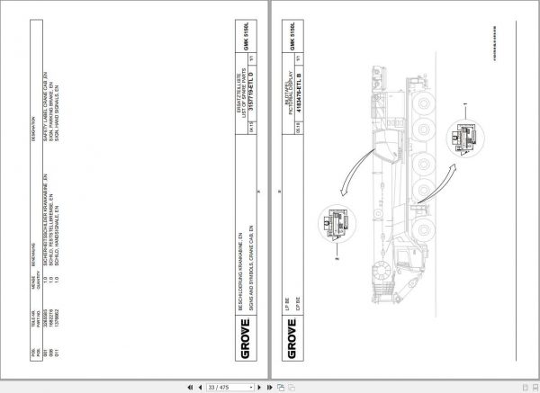 Manitowoc Grove Crane GMK 5150 5150L 3223271 20180501 Land Specific Options Spare Parts Catalog 2