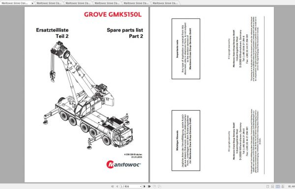 Manitowoc Grove Crane GMK 5150L 4238330B 20180101 Spare Parts Catalog 1