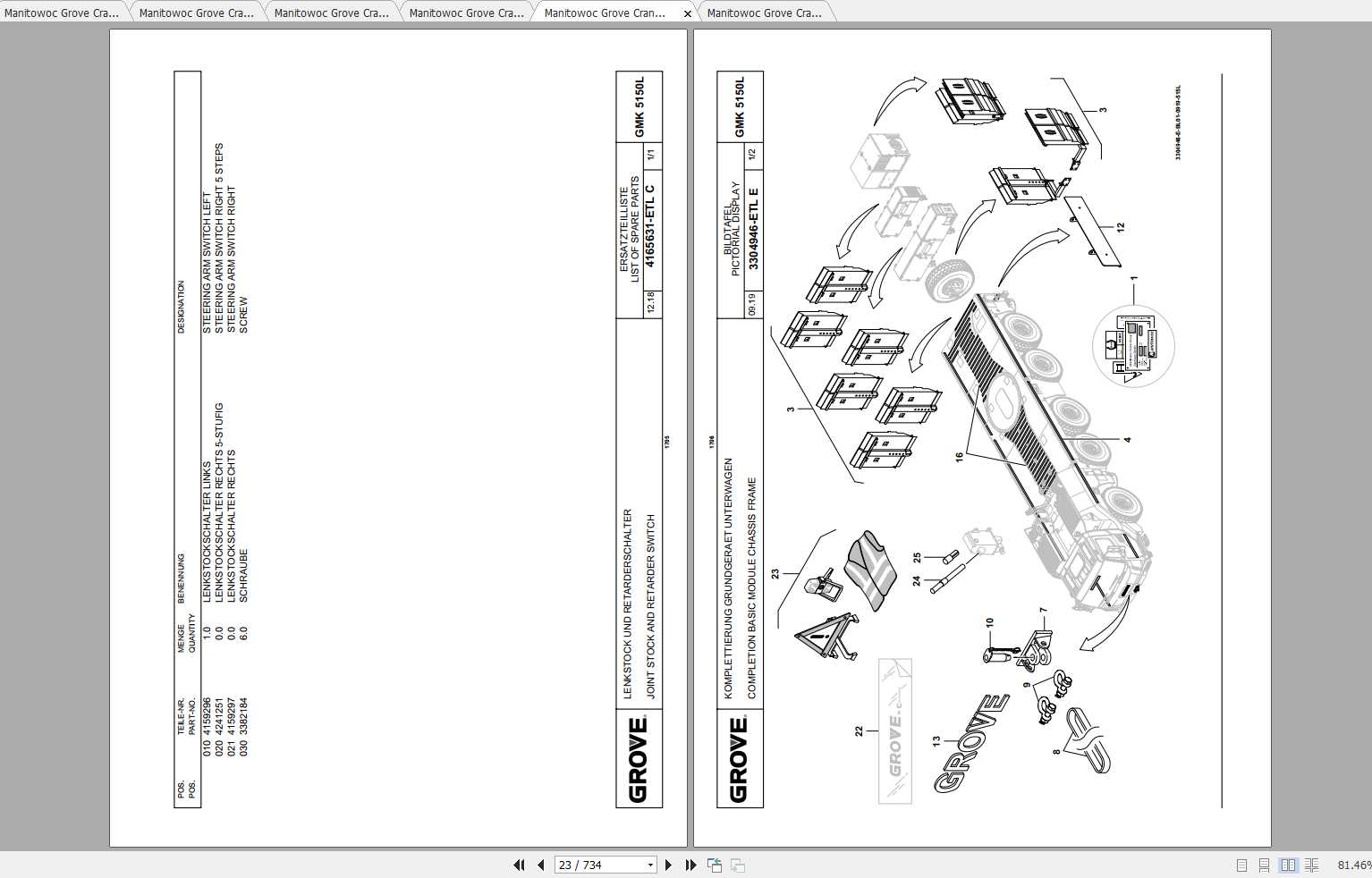 Manitowoc Grove Crane GMK 5150L 4294810B 20190901 Spare Parts Catalog