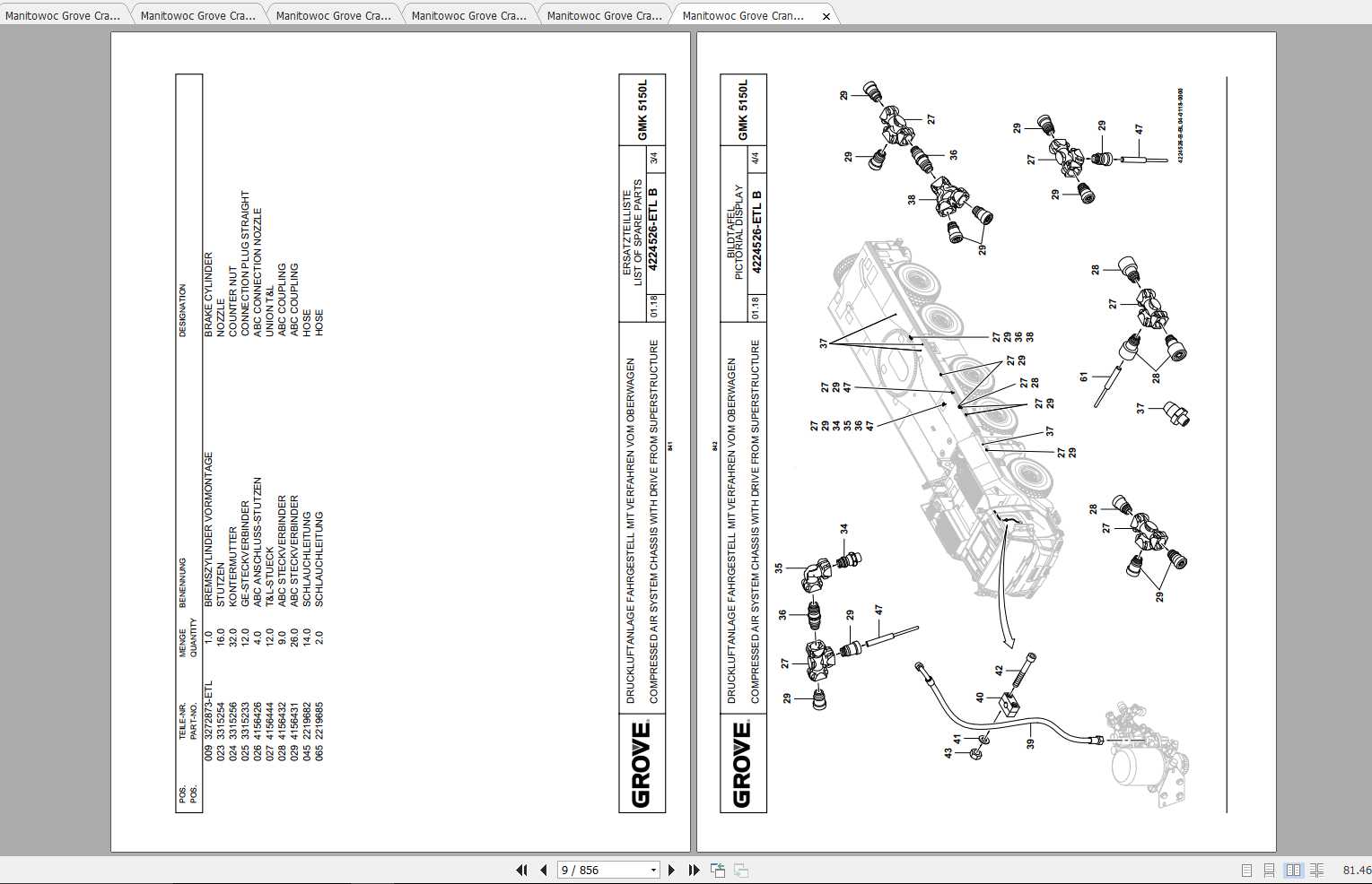 Manitowoc Grove Crane GMK 5150L 4294810B 20190901 Spare Parts Catalog