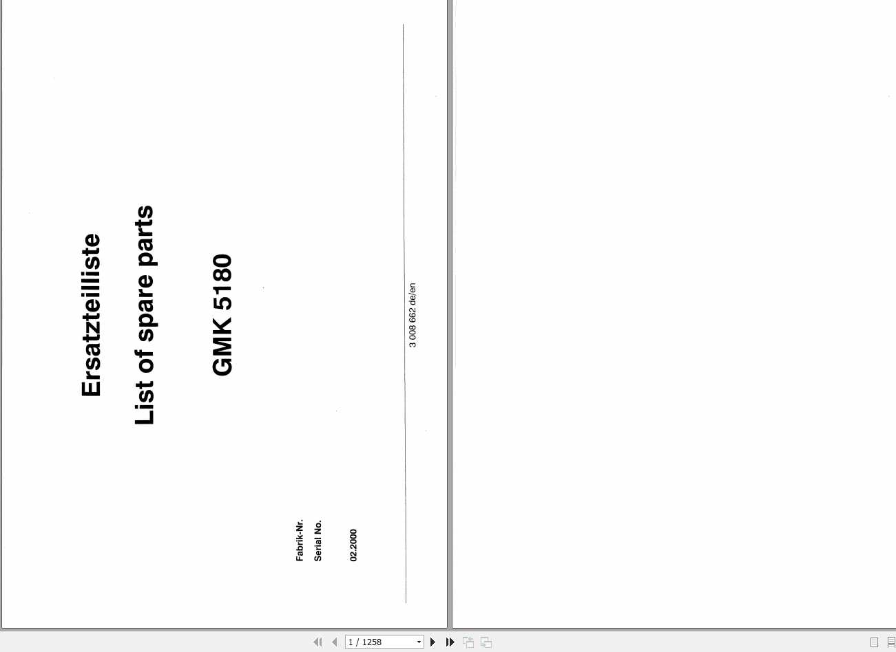 Manitowoc Grove Crane GMK 5180 3008662 20000201 Spare Parts Catalog 1