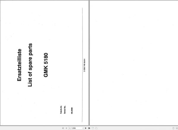 Manitowoc Grove Crane GMK 5180 3056746 20000801 Spare Parts Catalog 1