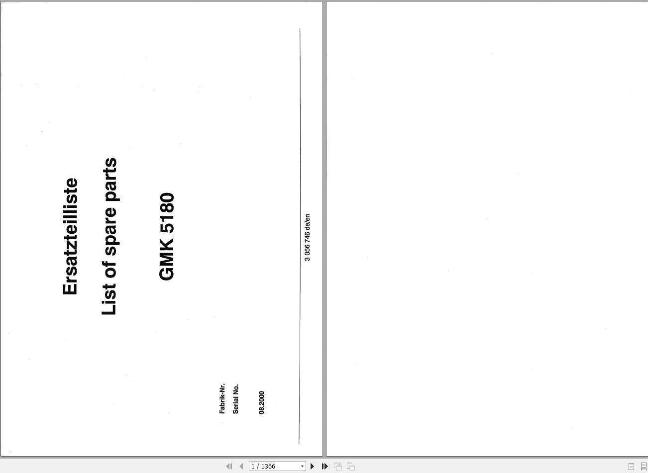 Manitowoc Grove Crane GMK 5180 3056746 20000801 Spare Parts Catalog 1