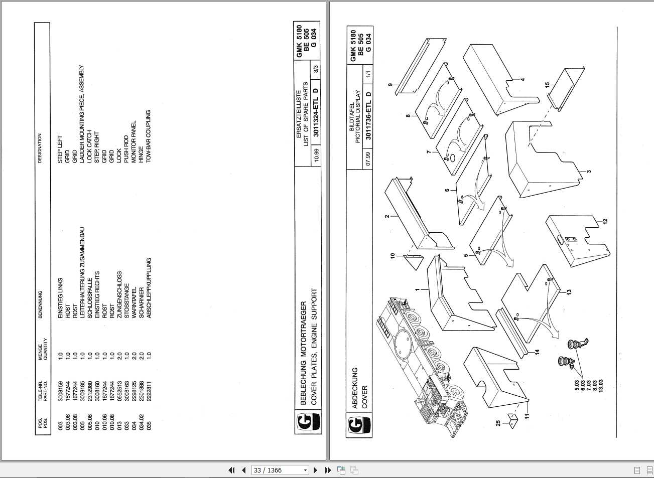 Manitowoc Grove Crane GMK 5180 3056746 20000801 Spare Parts Catalog