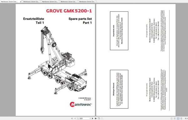 Manitowoc Grove Crane GMK 5200 1 3240600BN 20170601 Spare Parts Catalog 1