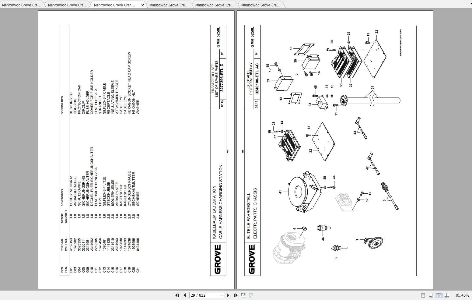 Manitowoc Grove Crane GMK 5250L 4264460B 20180801 Spare Parts Catalog