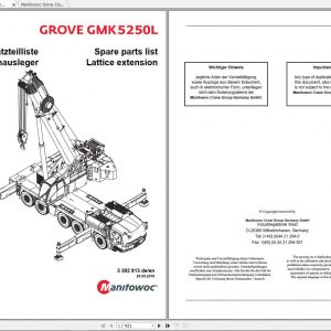 Manitowoc Grove Crane GMK 5250L Land Specific Options Spare Parts Catalogs 2