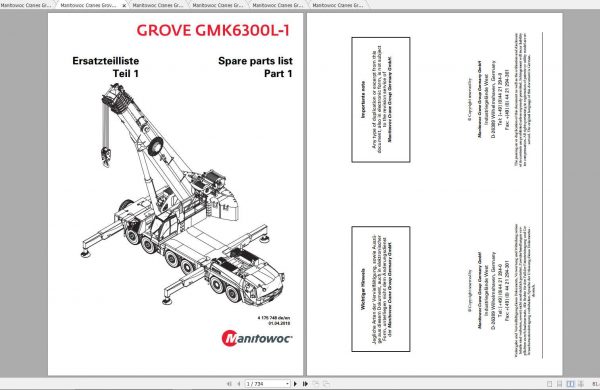 Manitowoc Grove Crane GMK 6300L 1 4175748 20180401 Spare Parts Catalog 1 1