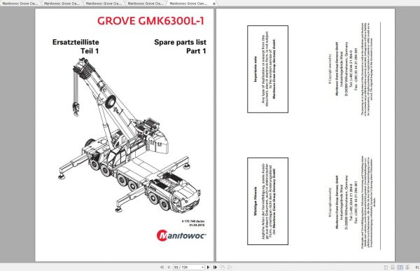 Manitowoc Grove Crane GMK 6300L 1 4175748 20180401 Spare Parts Catalog 1