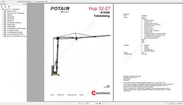 Manitowoc Grove Crane Hup 32 27 40 30 70A 85A 130 Spare Parts Catalog 1