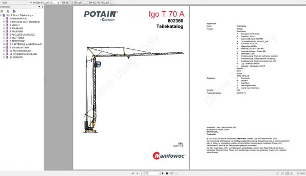 Manitowoc Grove Crane IGO T 70A 85A 130 Spare Parts Catalog 2