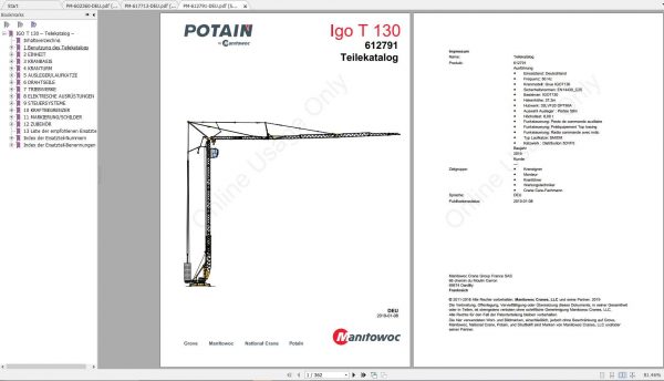 Manitowoc Grove Crane IGO T 70A 85A 130 Spare Parts Catalog 3