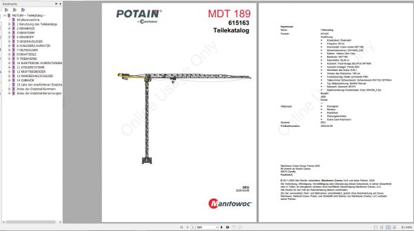 Manitowoc Grove Crane MDT 189 PM 615163 Spare Parts Catalog DE PDF 1