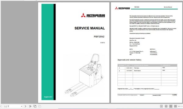 Mitsubishi Electric Pallet Truck PBF25N2 Service Manuals EN FR DE 2
