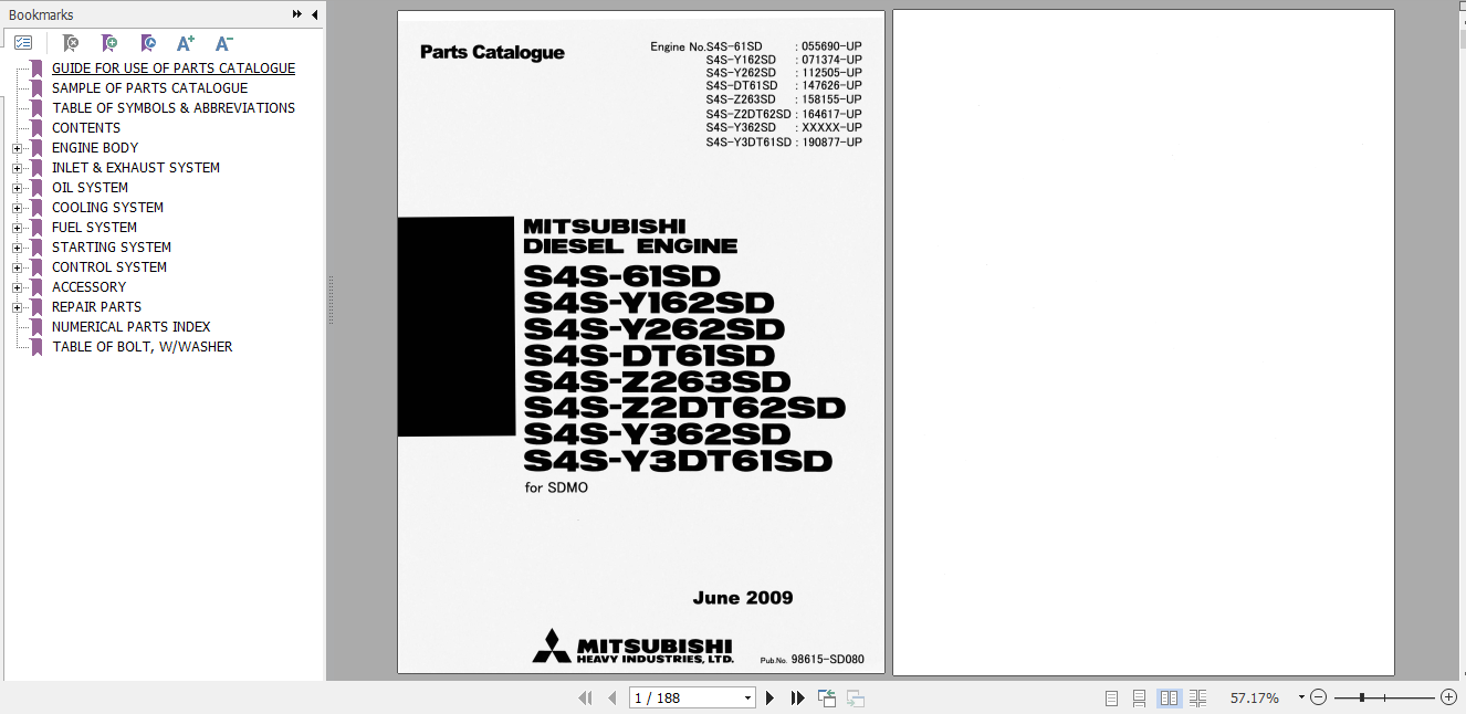 Mitsubishi Engine S4S S6B S6R S12R S16R Parts Catalog_EN