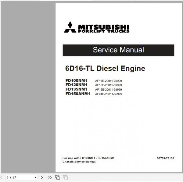 Mitsubishi Forklift Truck FD100NM1 FD120NM1 FD135NM1 FD150ANM1 Service Manuals 2