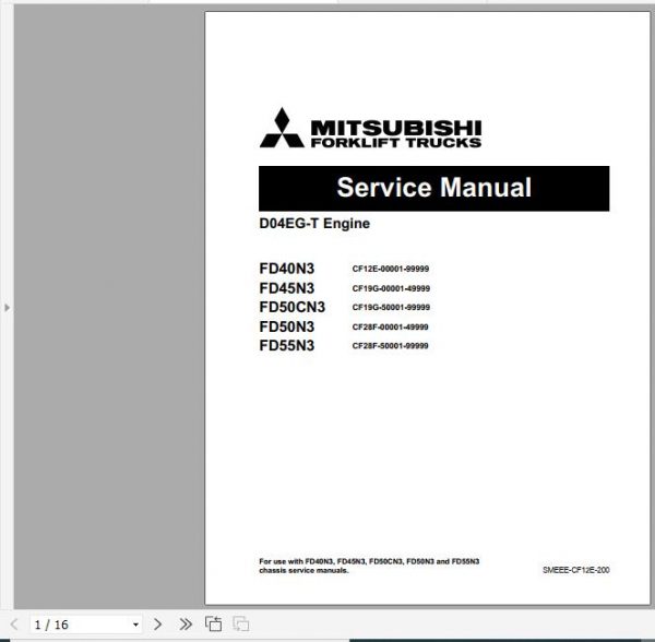 Mitsubishi Forklift Truck FD40N3 FD45N3 FD50CN3 FD50N3 FD55N3 Service Manuals 2