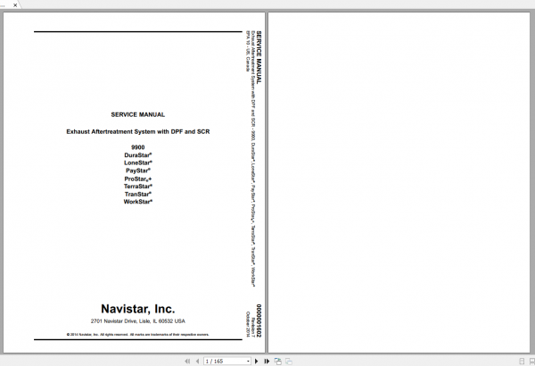 Navistar Exhaust Aftertreatment System with DPF and SCR 9900 Service Manual 1