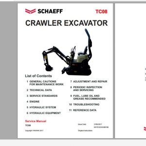 Schaeff Crawler Excavators TC08 Service Manuals EN PDF 1