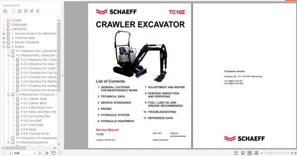 Schaeff Crawler Excavators TC10Z Service Manuals EN PDF 1