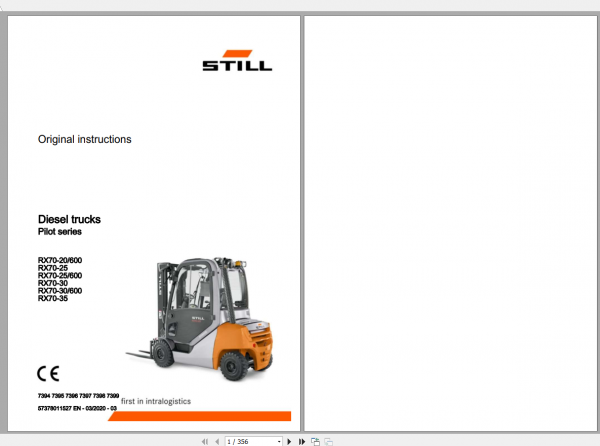Still Sted Diesel Forklift Truck Pilot Series Operating Instruction 1